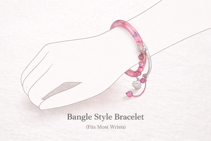 Gemstone Bangle Bracelet with Charm – Elegant Glass & Beaded Bracelet, Random