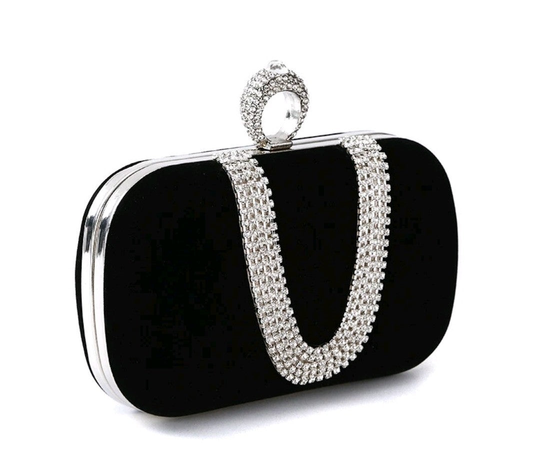 Velvet Evening Clutch Women Shoulder Bag Rhinestone Wedding Party