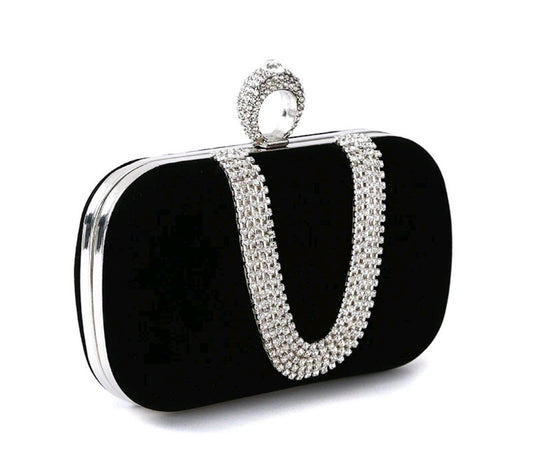 Velvet Evening Clutch Women Shoulder Bag Rhinestone Wedding Party