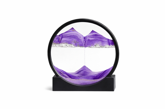 3D Moving Sand Art Picture Round Glass Liquid Motion Desk Decor Purple