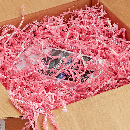 1 lb Red and Pink Crinkle Cut Paper with Heart Confetti Shred Filler