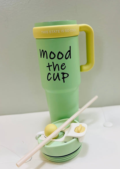 Mood The Cup | Insulated Tumbler with Stainless Steel Straw & Straw Topper 40 oz