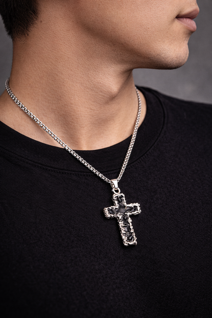 Men’s Cross Pendant Necklace Stainless Steel Gothic Sword Chain