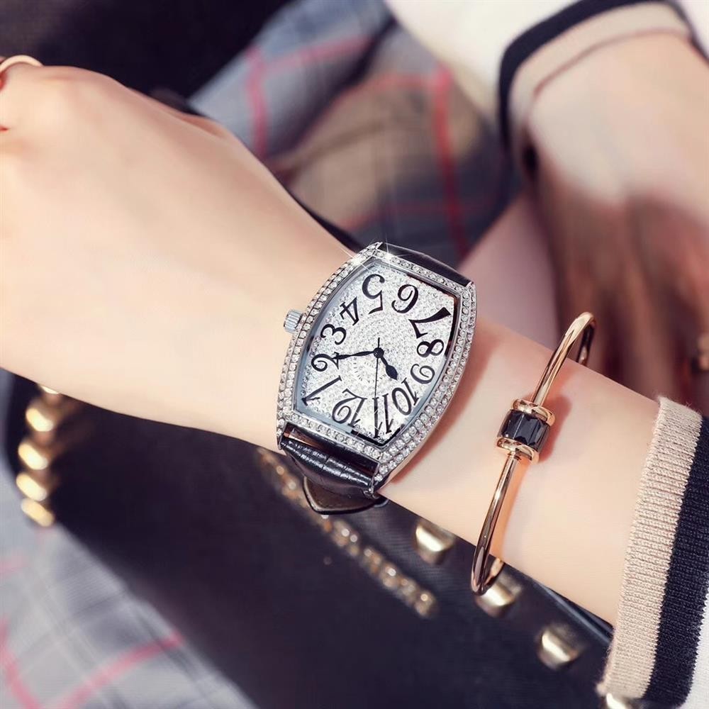 Iced Out Watch with Leather Band