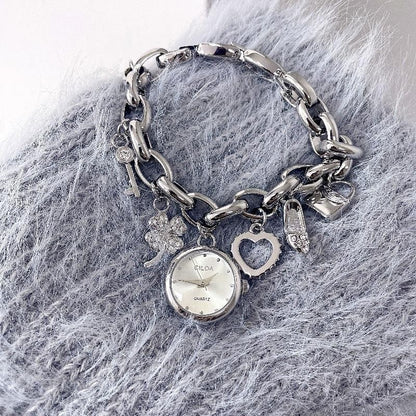 Women 21mm Silver Tone Angel Charm Bracelet