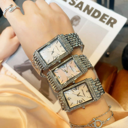 Pearl Dial Diamonds Case Bracelet Watch