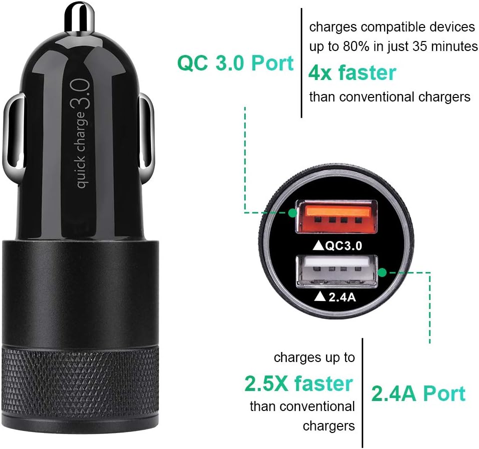Fast Car Charger USB Adapter Rapid Plug 2 Port Cigarette