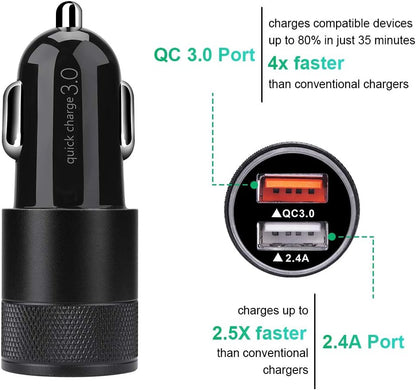 Fast Car Charger USB Adapter Rapid Plug 2 Port Cigarette