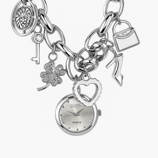 Women 21mm Silver Tone Angel Charm Bracelet