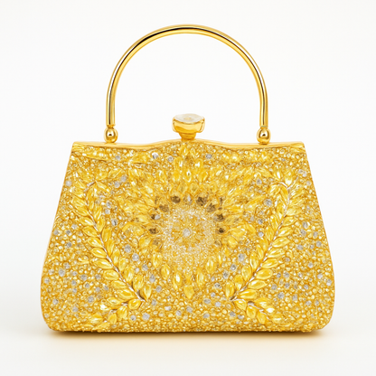 Midnight Glamour Crystal & Gold Embellished Evening Handbag