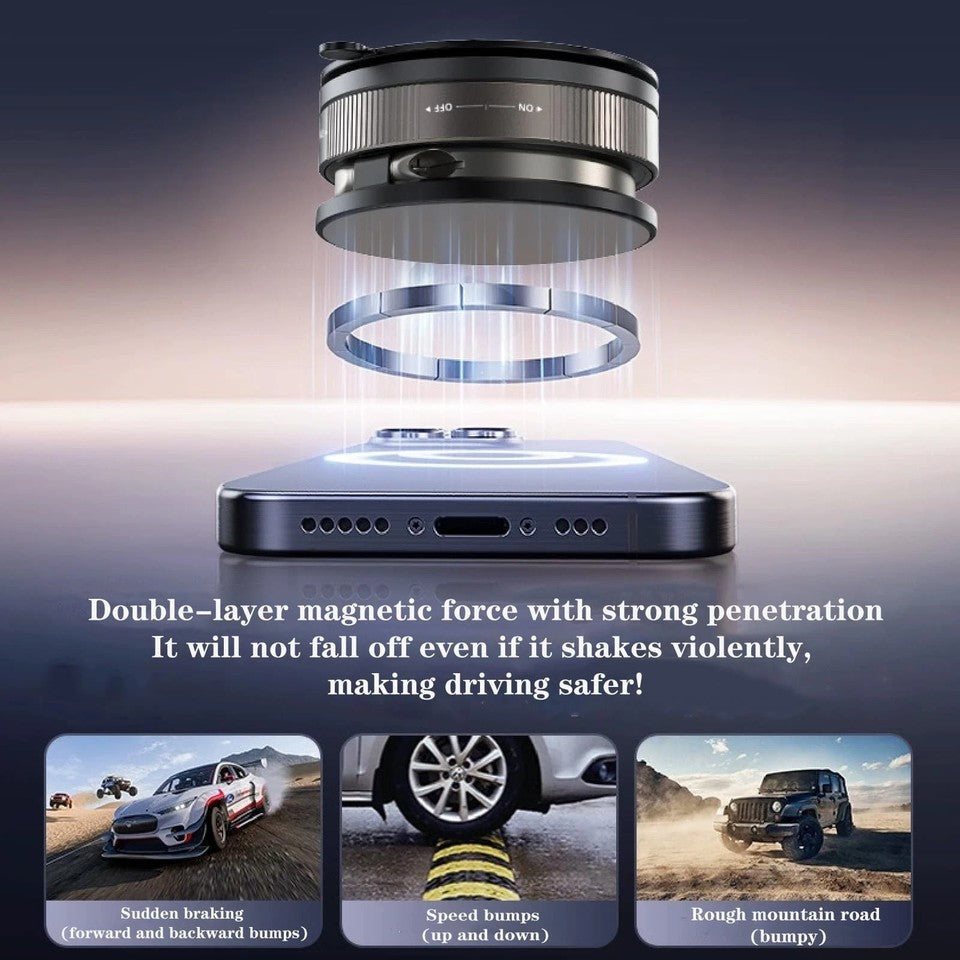 Magnetic Phone Holder for Car Vacuum Suction Cup, 360° Rotation